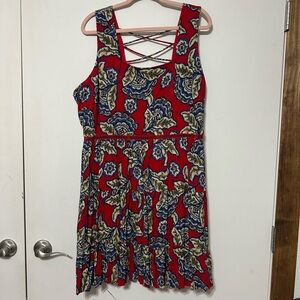 Maurices Red and Blue Floral Dress